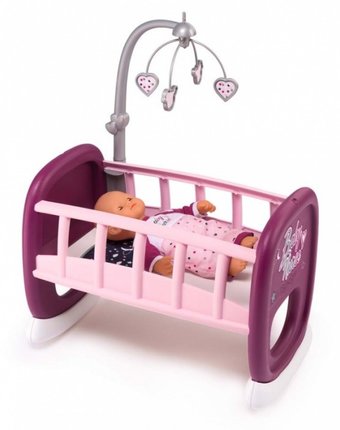 Кроватка для куклы Smoby Baby Nurse Колыбель для пупса с мобилем 220343