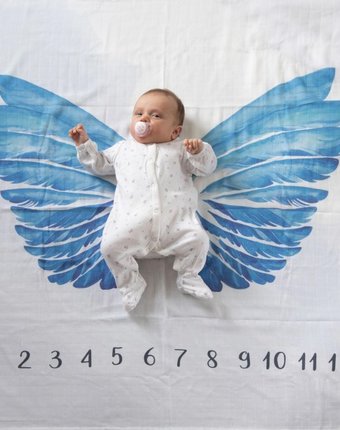 Миниатюра фотографии Пеленка mamsis для фото синие крылья 120х120 см