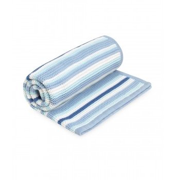 Одеяло Mothercare в полоску вязаное, 90х70 см, голубой