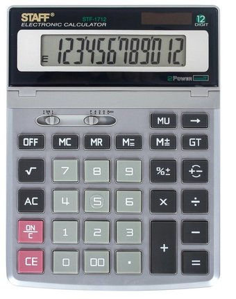 Миниатюра фотографии Staff калькулятор настольный stf-1712 12 разрядов