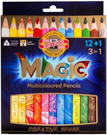 Миниатюра фотографии Koh-i-noor карандаши с многоцветным грифелем magic 13 цветов