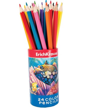 Миниатюра фотографии Erich krause цветные карандаши шестигранные в тубусе 24 цвета