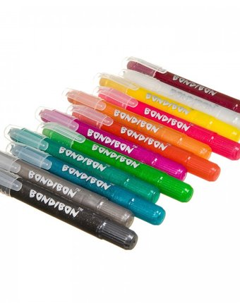 Bondibon Набор гелевых карандашей для рисования 12 цветов оттенки металлик в пластиковой коробке
