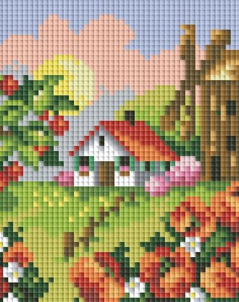Миниатюра фотографии Белоснежка мозаичная картина домик с мельницей 099-st-s