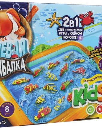 Миниатюра фотографии Danko toys набор для творчества kidsand 2 в 1 клевая рыбалка и кинетический песок