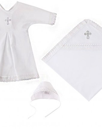 Миниатюра фотографии Наша мама крестильный набор (пеленка, рубашка, чепчик) для мальчика
