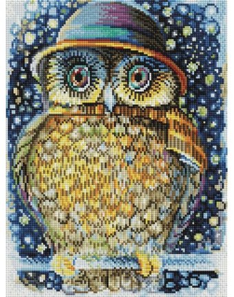 Миниатюра фотографии Белоснежка мозаичная картина сова в шляпе 203-st-s