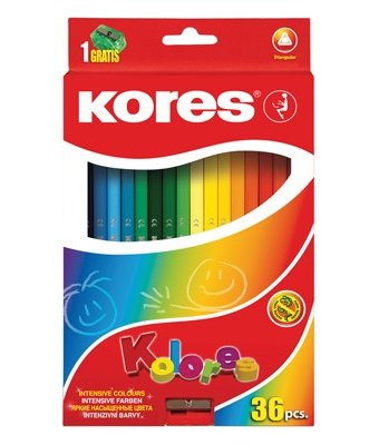 Миниатюра фотографии Kores  карандаши цветные трехгранные с точилкой 36 цветов