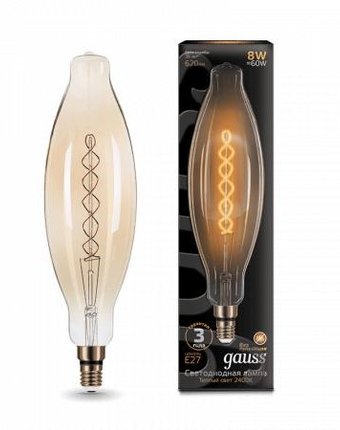 Миниатюра фотографии Светильник gauss лампа vintage filament flexible led bt120 8w e27 620lm 2400k