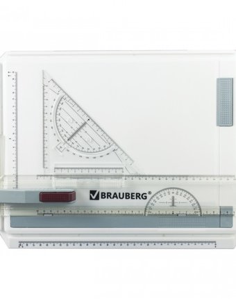 Миниатюра фотографии Brauberg доска чертежная а4 с рейсшиной и треугольником 370х295 мм