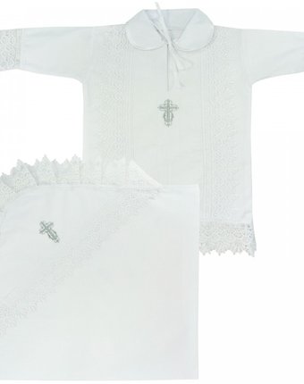 Миниатюра фотографии Папитто крестильный набор для мальчика: рубашка и пеленка 85х85
