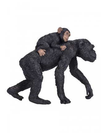 Миниатюра фотографии Mojo animal planet фигурка шимпанзе самка с детенышем l