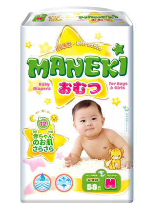 Миниатюра фотографии Подгузники maneki детские одноразовые (6-11 кг) шт.