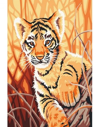 Molly Картина по номерам Любопытный тигренок 20х30 см