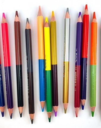 Миниатюра фотографии Kores  карандаши цветные duo jumbo трехгранные с точилкой 24 цвета