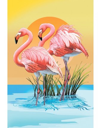 Миниатюра фотографии Котеин картина по номерам розовый фламинго 30х20  см