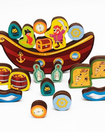 Деревянная игрушка Сибирские игрушки Балансир Пиратский корабль