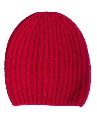 Миниатюра фотографии Красная вязаная шапка с люрексом gulliver