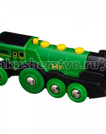 Миниатюра фотографии Brio деревянный локомотив (свет, звук, движение) зеленый