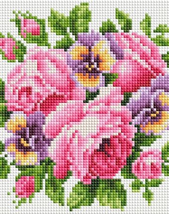Миниатюра фотографии Белоснежка мозаичная картина розы и анютины глазки 458-st-ps