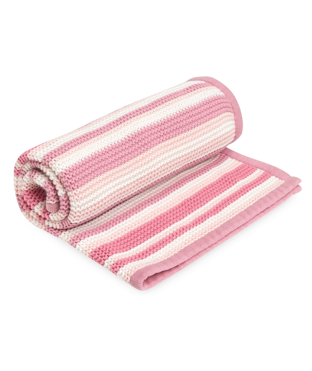 Одеяло mothercare в полоску вязаное, 90х70 см, розовый фото