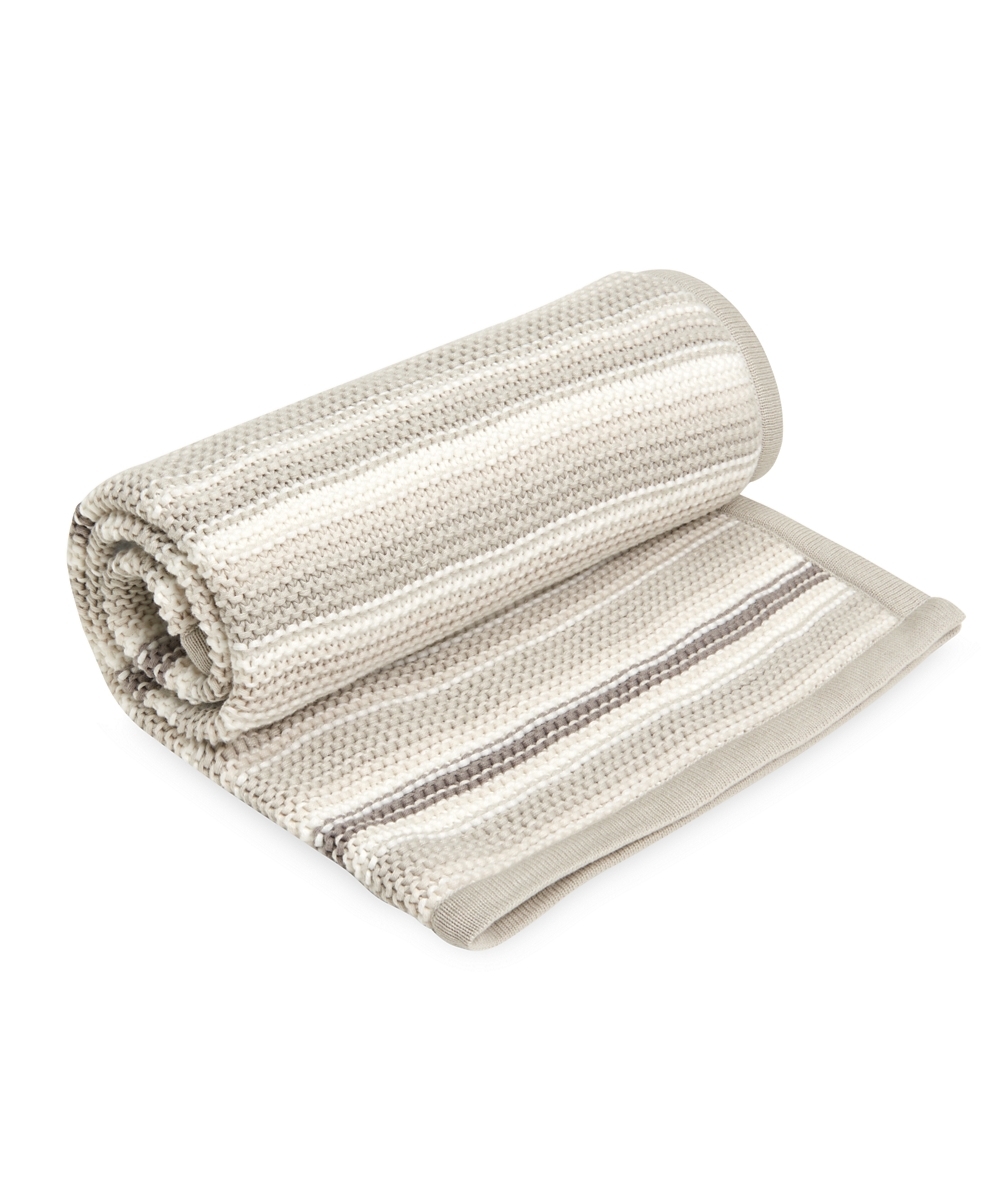 Одеяло mothercare в полоску вязаное, 90х70 см, бежевый фото