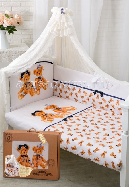 Комплект в кроватку золотой гусь королевские мишки (7 предметов) фото