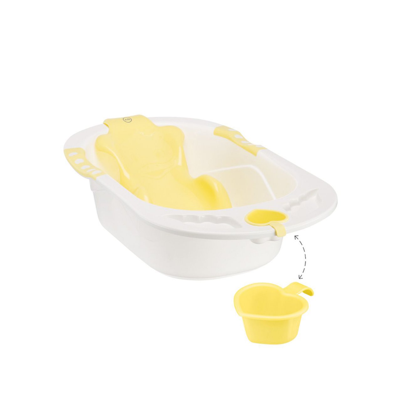 Ванночка с анатомической горкой happy baby bath comfort yellow, белый и желтый фото