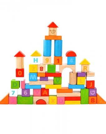 Деревянная игрушка Tooky Toy Кубики Буквы и цифры 70 шт.