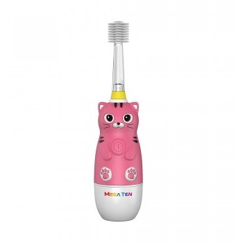 Электрическая зубная щетка Mega Ten Котенок Kids Sonic, rose, розовый