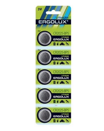 Батарейки ERGOLUX Литиевые, CR2025/5003LC 5