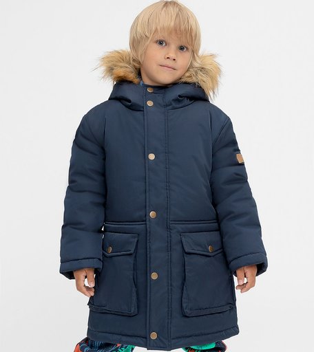 Полупальто зимнее с капюшоном Button Blue