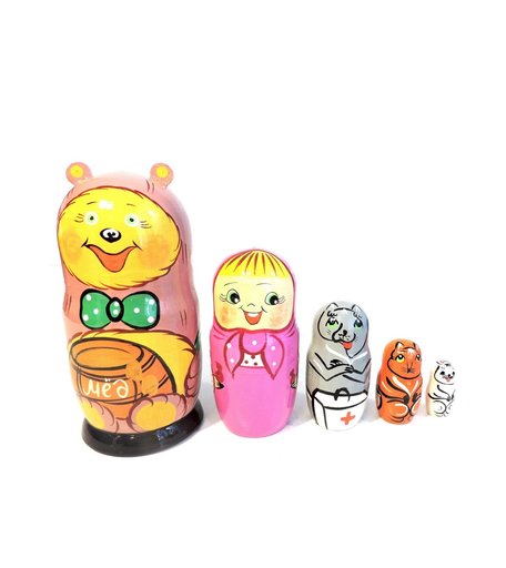 Матрешка Taowa Сказка Маша и Медведь (зеленая рубашка)