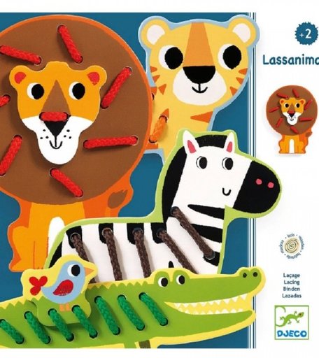 Деревянная игрушка Djeco Шнуровка Дикие животные