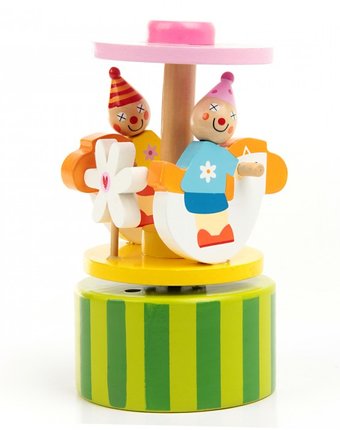 Миниатюра фотографии Деревянная игрушка фабрика фантазий шарманка музыкальная радостные клоуны