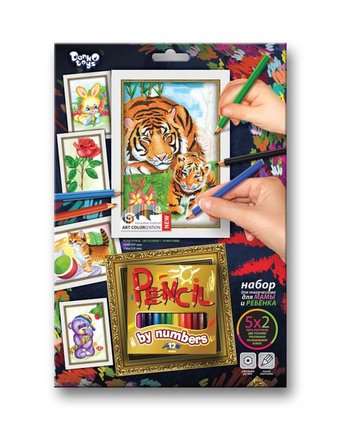 Миниатюра фотографии Раскраска по номерам данко-тойс тигры
