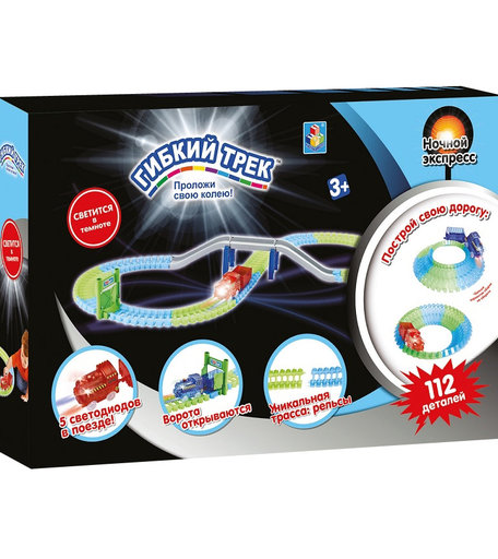 Автотрек 1Toy Гибкий Трек Ночной Экспресс