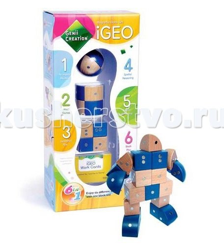 Конструктор Genii Creation Магнитный деревянный IGeo 24 элемента