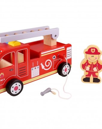 Деревянная игрушка Tooky Toy Пожарная машинка TKF028