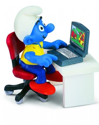 Миниатюра фотографии Schleich игровая фигурка гномик у компьютера