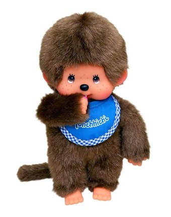 Мягкая игрушка Monchhichi Мальчик в синем слюнявчике 20 см цвет: коричневый