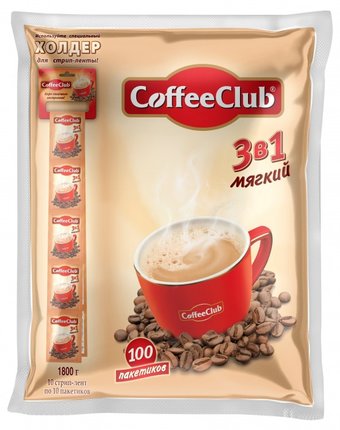 Coffee Club  Напиток кофейный растворимый 3 в 1 Мягкий 100 пак.