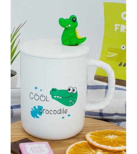 Mihi Mihi Кружка с крышкой и ложкой Крокодильчик Cool Crocodile 350 мл