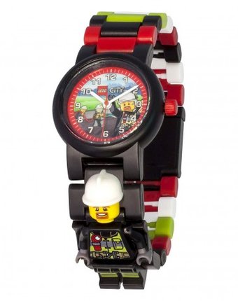 Часы Lego наручные аналоговые City с минифигурой Fireman на ремешке