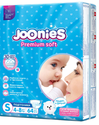 Подгузники Joonies Premium Soft (4-8 кг) шт.