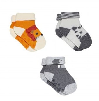 Носки детские "Зверюшки", 3 пары, оранжевый, серый, белый