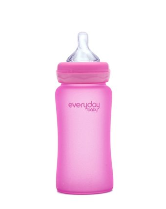 Миниатюра фотографии Стеклянная бутылочка с индикатором температуры everyday baby, 240 мл