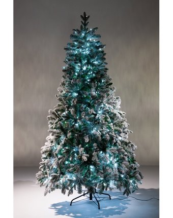 Миниатюра фотографии Crystal trees искусственная ель габи заснеженная с вплетенной гирляндой 210 см
