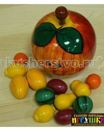 Миниатюра фотографии Деревянная игрушка русская народная игрушка (рни) счетный материал в яблоке