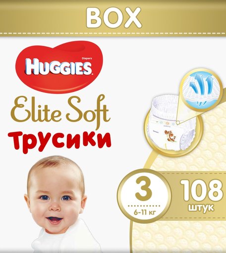 Трусики-подгузники Huggies Elite Soft, р. 3, 6-11 кг, 108 шт